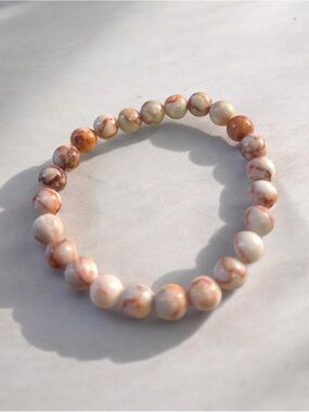 Pink Zebra Jasper 8mm Bead Stretch Bracelet - Casual Women’s Jewelry